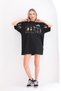 Women's Short Sleeve Summer T-Shirt Crew Neck Printed Oversize T-Shirt - Black