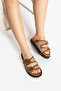 Klein Leather Women's Straw Weave Double Buckle Tan - Brown Slippers - 4