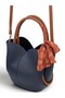 Navy Blue, Tulip Model, Scarf, Puppy, Cross Strap, Women's Hand and Shoulder Bag - 4