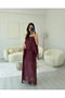 Wine Cloak Detailed Dress - 5
