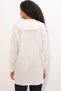 Women's Wide Collar Ruffle Detailed Striped Tunic Shirt 5993 - White - 6