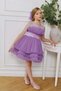 Girl's Transparent Strappy Round Neckline Skirt with Sequin Belt at the Waist Layered Tulle Fluffy Lilac Evening Dress - 5