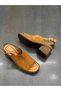 Tan Suede Heeled Women's Daily Sandals - 3
