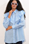 Women's Ruffle Detailed Shirt Tunic 5994 - Blue