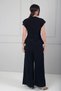 Women's V-Neck Lined Vest High Waist Front Pleated Detailed Wide Leg Palazzo Trousers with Pockets 2-Piece Set - 4