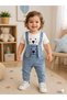 Long-Eared Puppy Pocketed Knitted Denim Summer 2-Piece Overalls Set Baby Boy Overalls Holiday Set