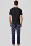 Egyptian Men's Geometric Pattern Bottom Pajamas Navy Blue - 2