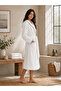 Hooded Long Women's Bathrobe – Cotton Kimono Shepherd Stitched Bathrobe - 3