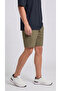 Khaki Parachute Fabric (Woven) Shorts with Back Pockets and Zipper Bermuda - 5