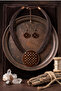 Multiple Leather Cord Stone Necklace and Earrings Set - 3