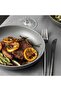 B&S Metro Grey Matte Stoneware Pasta Bowl Set of 4 – 8.5'' Shallow Bowls for Pasta, Salad, Risotto