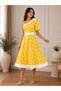 Women's Polka Dot Belt and Ribbon Detailed Woven Fabric Dress