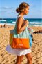 Pastel Colored Large Size Daily Shopping, Shoulder and Beach Bag with Mesh Pockets - 2