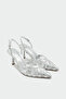 Juan Asymmetric Cut Women's Silver Heeled Shoes - 2