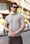 Sand Color Polo Collar Regular Fit Men's Knitwear T-Shirt E7496 - 2