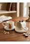 Handmade Bride and Groom Teddy Bear Designed Ceramic Cup Set (200 ml) - Set of 2 with Saucers - 2