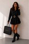 Women's Shirt Dress with Waist Buckle and Ruffled Skirt - 6