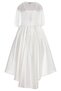 Girl's Satin Evening Dress with Removable Transparent Cape, Ages 8-15, Ecru - 5