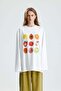 Women's Ecru Oversize Printed Cotton T-Shirt 31145 - 3
