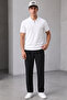 Men's Zippered Slim Fit Basic Knitwear White Polo Neck T-Shirt - 2
