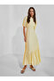 Yellow Embellished Puff Sleeves Maxi Dress