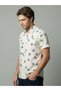 Men Beige Leaf Print Short Sleeve Shirt - 4