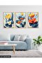 Colorful Flowers 3 Piece Wooden Framed Painting Act - 2