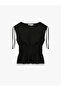 Bürümcük Fabric Gipeli Round Boat Neck Sleeveless Blouse with Bow Tie Detail - 5