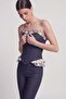Jean Look Ruffle Detailed Corset Venus Bustier Navy Blue - 2