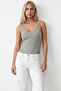 Women's Gray U-Neck Stretch Snap Fastener Bodysuit Alc-X15537 - 4