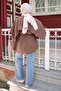 Brown Cape Collar Shirt with Tie - 5