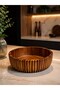 Acacia Wood Corrugated Salad Bowl, Fruit Bowl and Presentation Set 26 cm 1 Piece