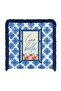 Ciao Bella Window Motif Fringed Cushion Cover - Navy Blue Cushion Cover with Tassels and Blue Tile Pattern - 7