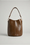 Olive Green Adjustable Strap Bucket Shape Soft Faux Leather Shoulder Crossbody Bag 2591 Cnt0007 - 2