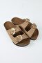 Rio Women's Vegan Leather Double Buckle Mink Slippers - 5