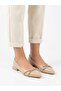 Women's Cream Thick Heel Comfortable Fit Heeled Ballerina Shoes