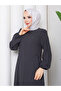 Anthracite Sports Button Detailed Zippered Plus Size Robe