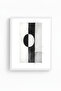 White Wooden Framed Abstract Geometric Pattern Painting - Black-White |   Huhu1186