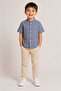 Boy's Shirt Linen Look Hakim Collar Short Sleeve Shirt