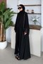Hümay Snap Fastener Shawl Detail Abaya Black - 4