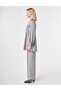 Satin Double Suit with Embroidery Detail in Gray - 3