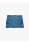 Cotton Mini Denim Skirt with Slit Detail - 4