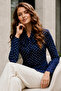 Scarf Polka Dot Shirt B20391 Navy Blue - 3