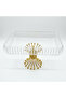 Crystal Acrylic Rectangle Candy Tray with Luxury Gold Metal Pedestal Stand | 32×21 cm