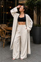 Women's Ecru Linen Premium Kimono Pants Summer Set (36-46) - 2