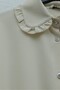 Stoned Buttoned Bow Baby Collar Imported Crepe Tunic -Beige - 6