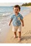 Baby Boy Muslin Decorated Shirt and Shorts Set Summer Gift Set