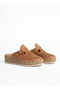 Genuine Leather Brown Orthopedic Sole Perforated Women's Slippers - 5