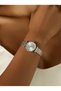 30 mm Silver Color Stone Detailed Metal Cord Women's Wristwatch
