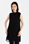 Chiffon Front Sleeveless Combed Cotton Undergarment - Black - 6